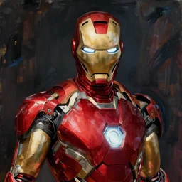 portrait of iron man by greg rutkowski in the style of egon schiele