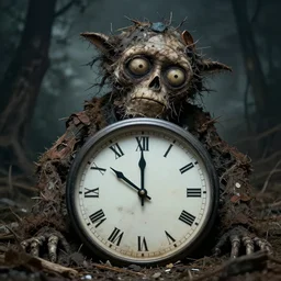 clock and junky | art piece | climate change and environmental degradation | clock in foreground | ominous | dreadful