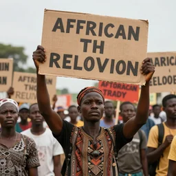 african revolution protests, trending on art station, 4 k,