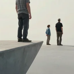 extremely detailed by roger deakins, jeremy mann, cinematography, film still, standing on the edge of the crater, no more bullets now