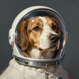 a portrait of a soviet space dog, artwork by gaston bussiere, craig mullins, trending on artstation