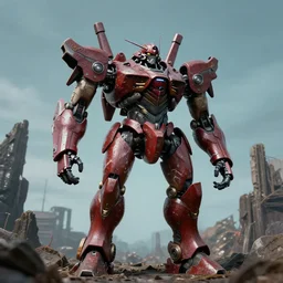 combat mecha in the style of jeff koons and junji ito