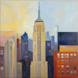 new york city building abstract flat painting