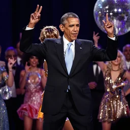 barack obama with terf bangs dancing at the disco,