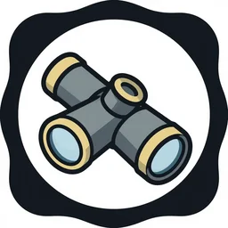 an icon with a spyglass, vector, fantasy, stylized