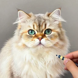 crayon painting of a persian cat