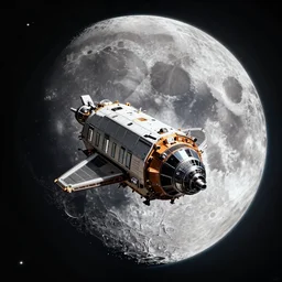 nasa spaceship in space. giant moon in the background by josan gonzalez splash art graphic design color splash high contrasting art, fantasy, highly detailed, art by greg rutkowski