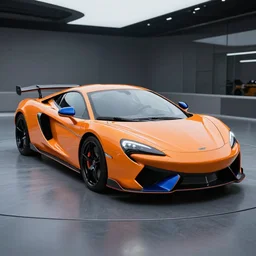 orange and blue styled sportscar