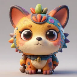 cute colourful caricature - 3 d vfx art - of an animal, art style by zdzisaw beksinski, tadanori yoko & hsiao - ron cheng, character concept art, unreal engine render, digital illustration, sharp, intricate detail, volumetric light, ray tracing, soft light, claymation style, symmetric, acrylic on canvas, pinterest, artstation,