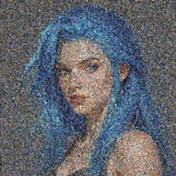 a digital painting of a woman with blue hair, a character portrait by Artgerm, featured on cgsociety, fantasy art, daz3d, deviantart hd, deviantart