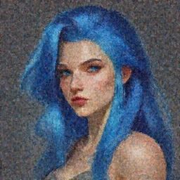 a digital painting of a woman with blue hair, a character portrait by Artgerm, featured on cgsociety, fantasy art, daz3d, deviantart hd, deviantart