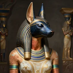 ancient egyptian anthropomorphic woman, bastet, elegant model photo?