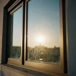 the sun reflecting on a window, 8k, ray tracing