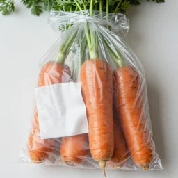 photo carrots in a plastic bag with a damp paper towel inside,