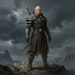 ( hyperrealist dnd nordic drow class full body portrait on a windy storm planet ) by daniel f. gerhartz and matt stewart, photorealistic, dynamic lighting, bet face, very detalided body, beautiful, perfect factions, trending on artstation, poster, volumetric lighting, 4 k, award winning