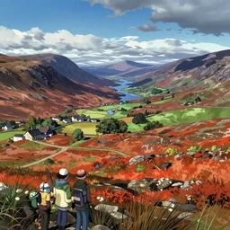 landscape of a the scottish highlands, rich vivid colors, ambient lighting, dynamic lighting, 4k, HQ, official media, concept art, anime key visual, makoto shinkai, ilya kuvshinov, lois van baarle, rossdraws, detailed, trending on artstation