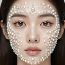 beautiful face covered with small white pearls