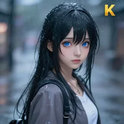 upper - body illustration of highly detailed beautiful anime girl by davinci walking through electric rain, depth of field, pretty and stunning face and eyes, 8 k, pixiv, danbooru, gelbooru