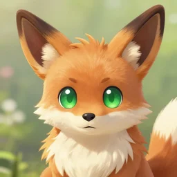 soft cute fox / eevee boy fursona with bright green eyes, furry character portrait, by henriette ronner - knip, by beatrix potter, by aaron miller, commission for, soft lighting, illustration, furaffinity