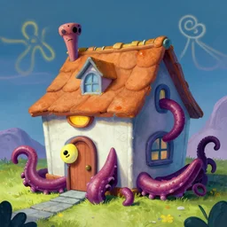 squidward tentacles and his house in real life, digital illustration, amazing detail, in the style of greg rutkowski