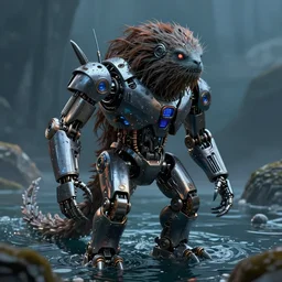 a robot similar to the lochness monster in the ocean, octane render, 3D
