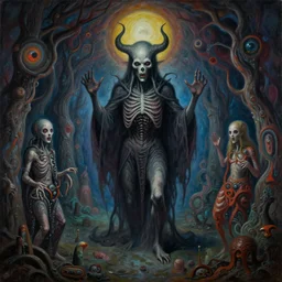 horror psychedelic godmachine dzo olivier scott fischer yoji shinkawa apophasis shintaro kago apophasis hyperrealism photo - realistic photography volumetric lighting necromancer sorcerer incredible portal dreamscape maximalist trippy psychedelic horror aphopasis ghost demon necromancer morph by zdzislaw beksinski, oil on canvas