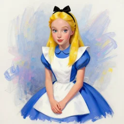 beautiful Alice in wonderland portrait by cy Twombly and BASTIEN LECOUFFE DEHARME, iridescent, volumetric lighting