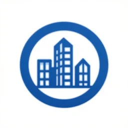 a sharp blue logo for a company who makes construction for buildings