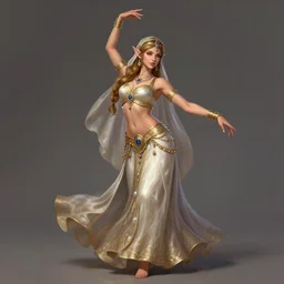 a highly detailed illustration of Evangeline Lilly as an elegant elf arabian dancer, gracefully belly dancing pose, intricate, elegant, highly detailed, centered, digital painting, artstation, concept art, smooth, sharp focus, league of legends concept art, WLOP
