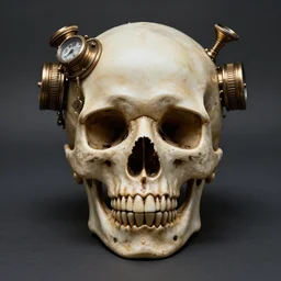 steampunked skull, perfectly shaped, symmetry
