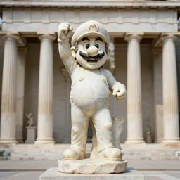 an antique marble statue of mario in a greek temple