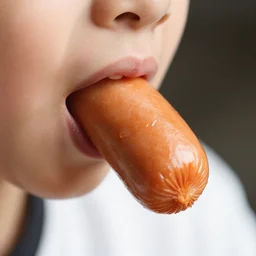A sausage eating a sausage. close up food photography, studio lighting, Sigma 35mm f/1.4