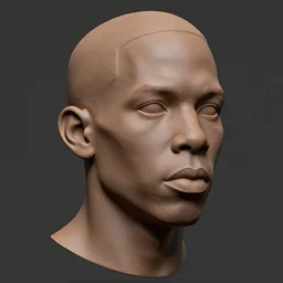 zbrush sculpture of travis scott, likeness, high quality, clay render, ambient occlusion, anatomy, human face