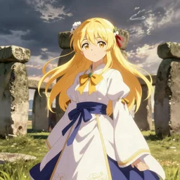 Touhou project girl at stonehenge