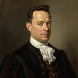 a stunning jacobean portrait of tom hanks, oil on canvas