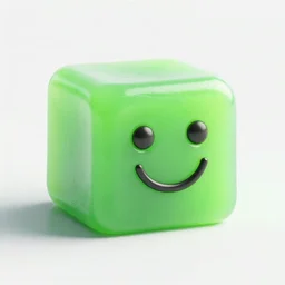 a cute cube slime, smiley face, green slime jelly cube, blender render, by dorina costras