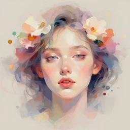 soft double exposed, palette knife, motion, dynamic, portrait, android, face, floral, globs, oil paint, vector, wash, digital, organic, colorful, muted, pastel, 8 k