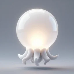 super - resolution floating white light orb with internal light with tentacles of hair in the black night sky, volumetric lighting, hyperrealistic, 8 k, aesthetic!!!, unreal engine render, ultrafine details, yayoi kusama