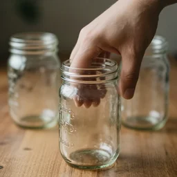 hand reaching into mason jar