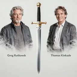 a picture of a sword design by greg rutkowski and thomas kinkade, trending on artstation