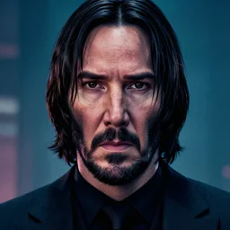 a still of John Wick in Blade Runner 2049, 4k, detailed face, realistic face, cinematic lighting