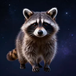 A digital concept art painting a space cosmic racoon in the stars 4K UHD image, unreal engine