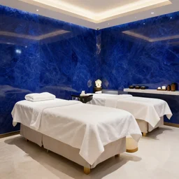 luxury hotel spa with lapis lazuli walls