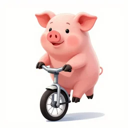 pig riding a unicycle