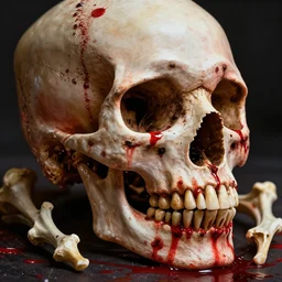hyper realistic blood tar skull and bones, art by greg rutkowski, intricate, ultra detailed, photorealistic, vibrante colors, trending on artstation, octane render, 4 k, 8 k