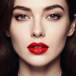 A beautiful stunning portrait of a woman with thick red lips by Armstrong, Rolf Seed=1064516654