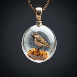 bird poop encased in a glass necklace pendant