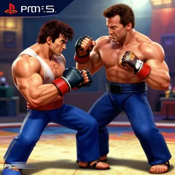 arnold schwarzenegger fighting in street fighter's 4 for playstation 5