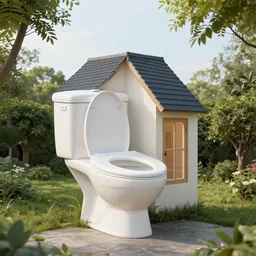architectural photo of a house shaped like a toilet.