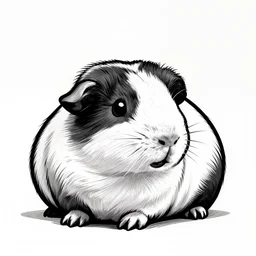 black line art white background, clean, simple, cute, guinea pig side profile, art